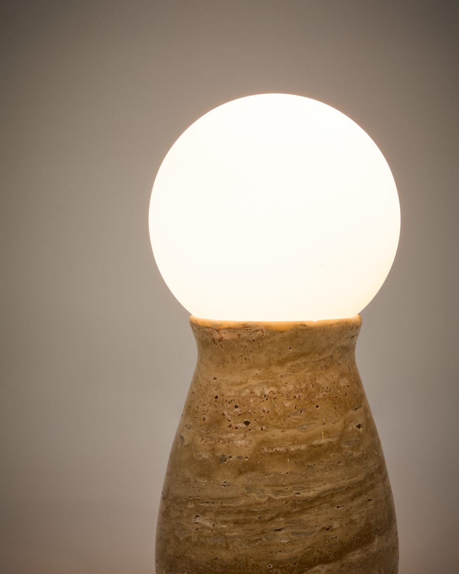 Travertine Glass Japandi Table Lamp