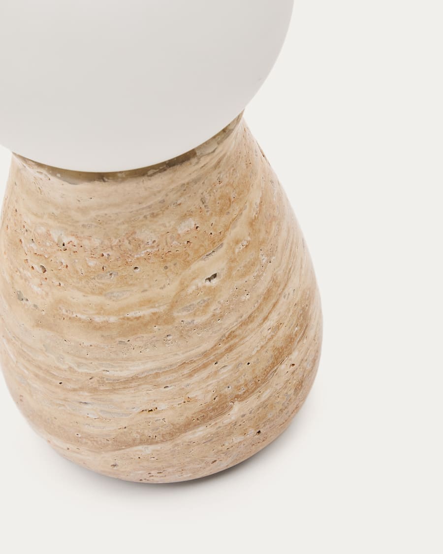 Travertine Glass Japandi Table Lamp