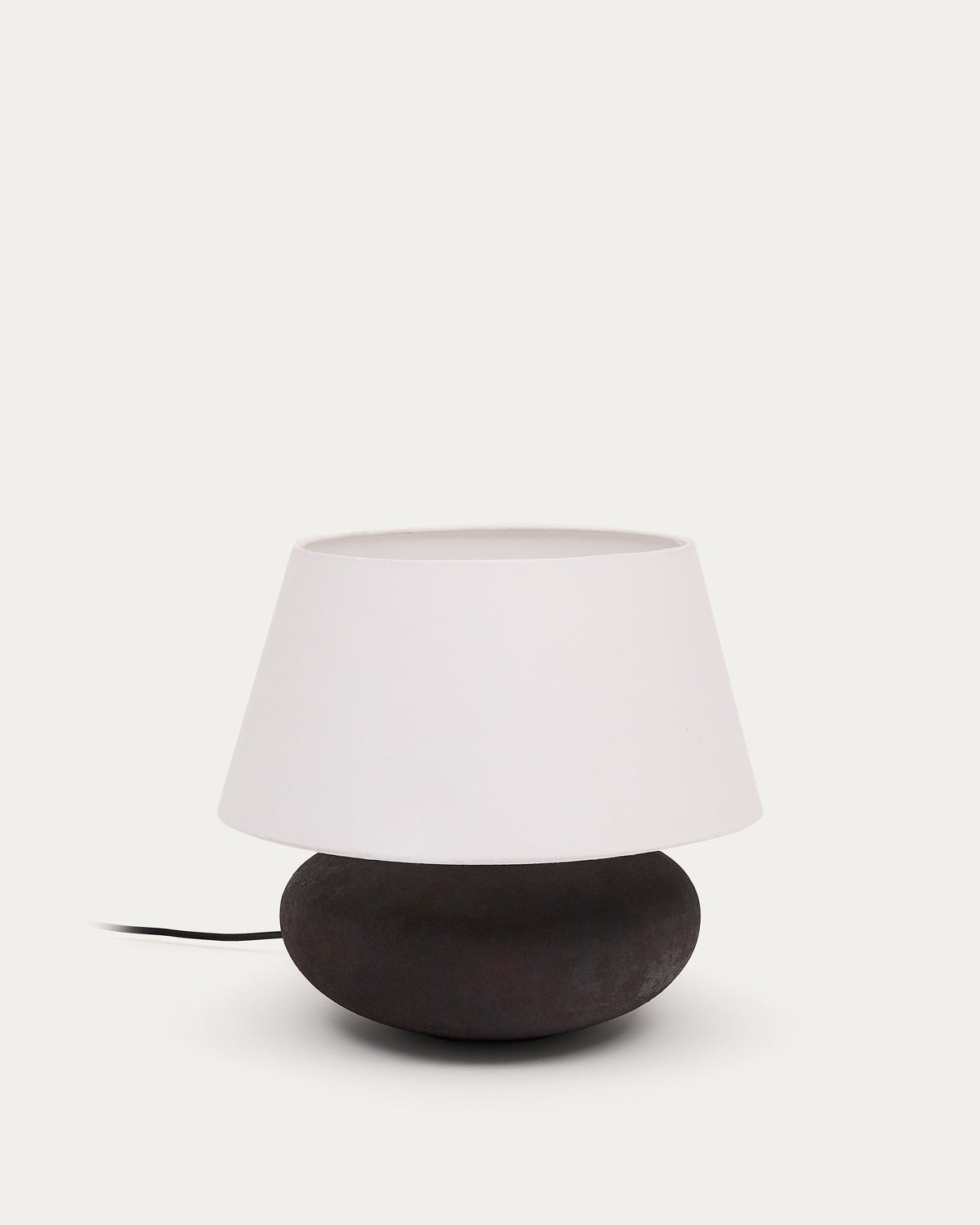Organic Japandi Table Lamp in black terracotta effect
