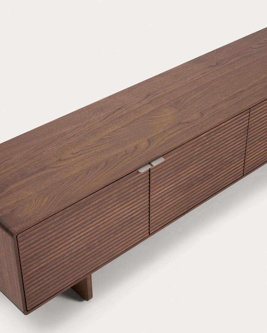 Walnut Veneer Japandi TV Stand