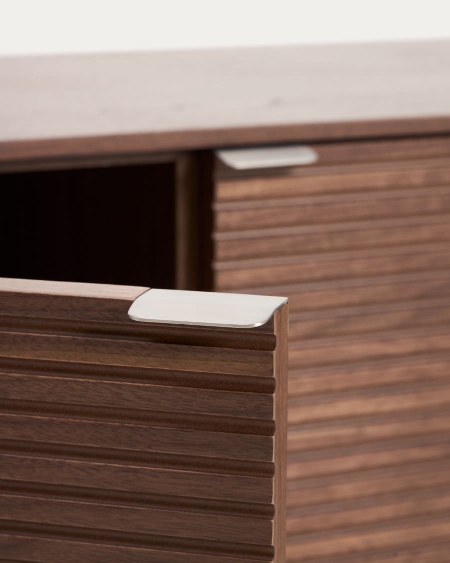 Walnut Veneer Japandi TV Stand