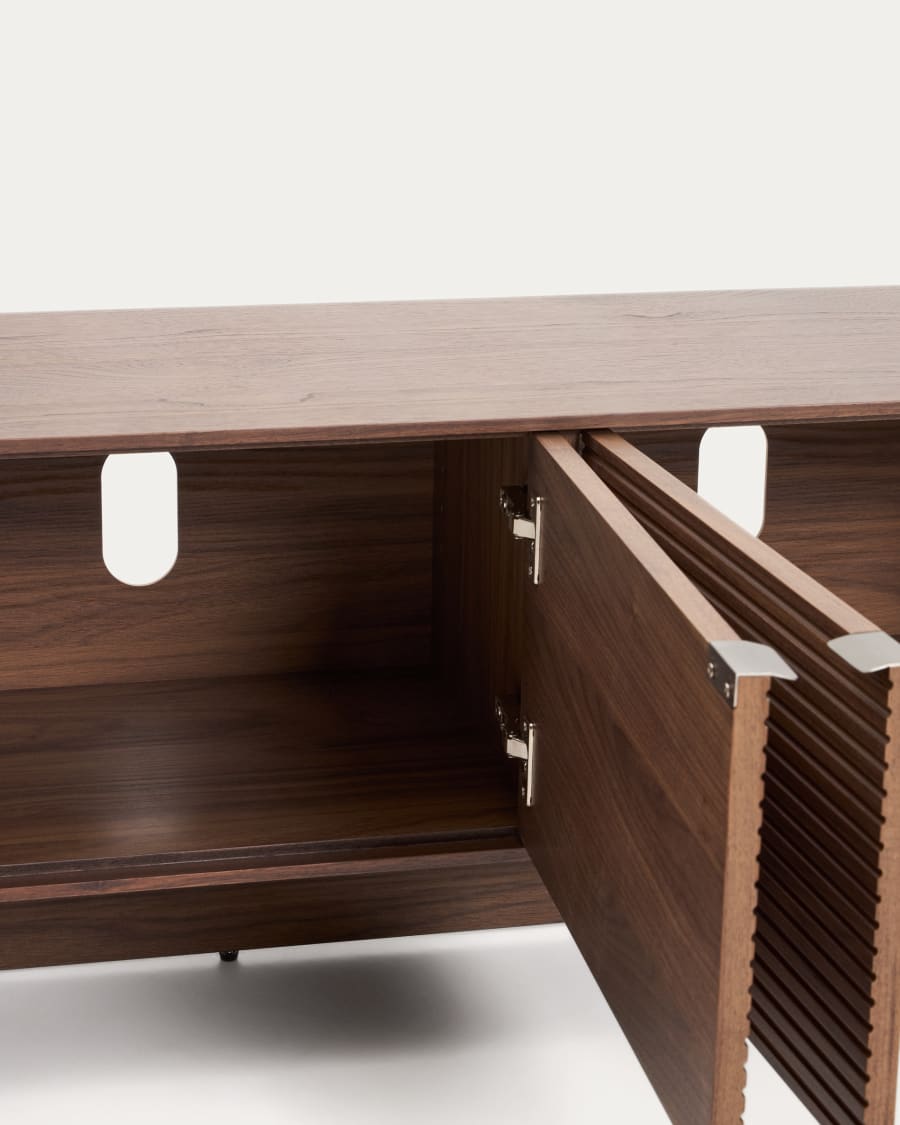 Walnut Veneer Japandi TV Stand