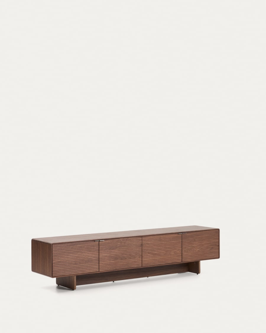 Walnut Veneer Japandi TV Stand