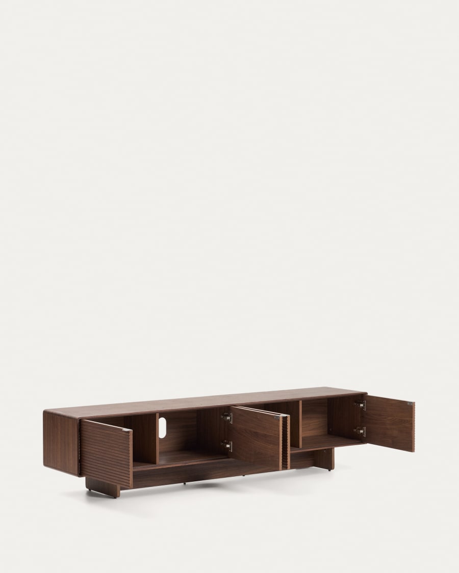 Walnut Veneer Japandi TV Stand