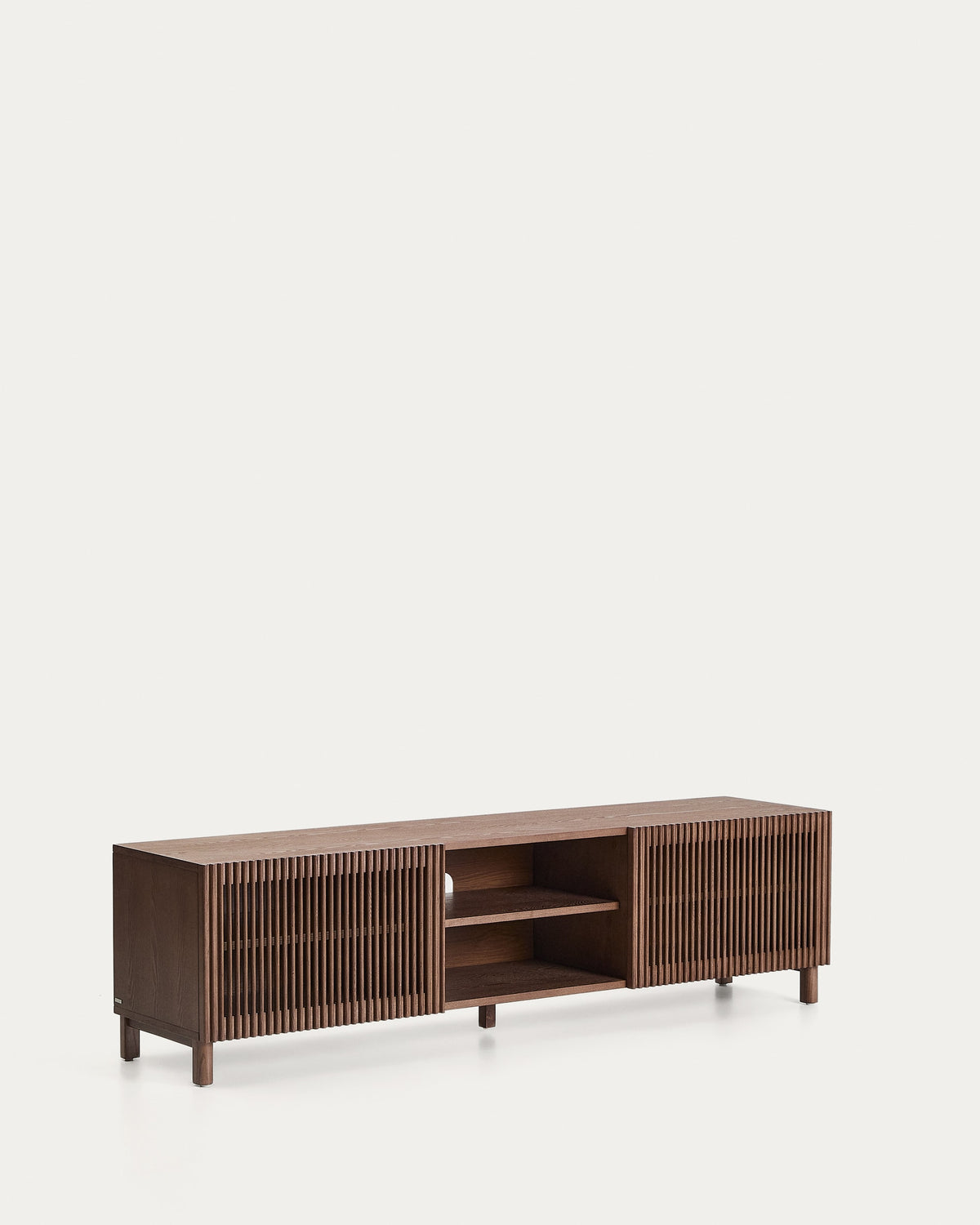 Japandi Fluted TV Stand in ash veneer and solid ash