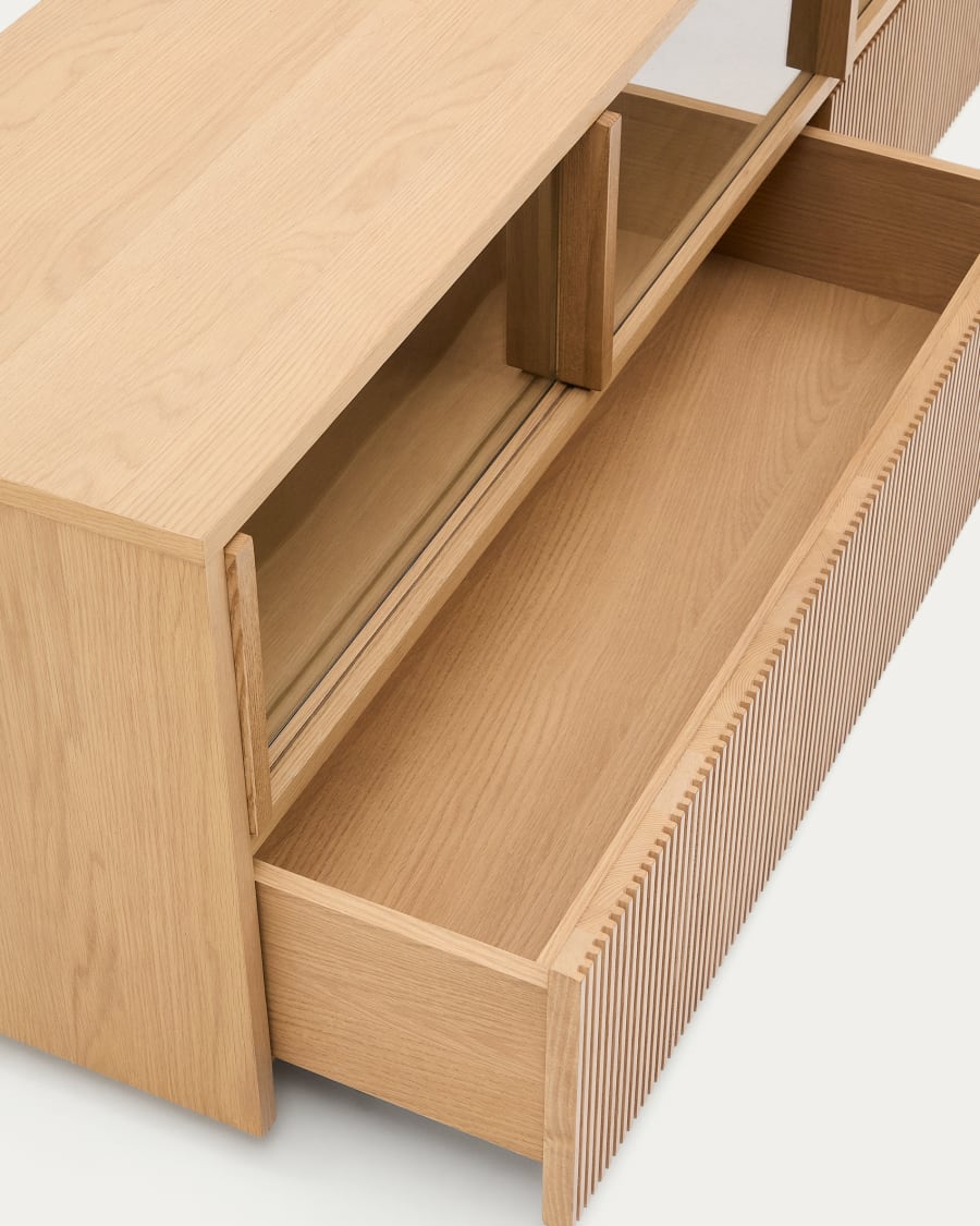 Japandi Wood & Glass TV Stand