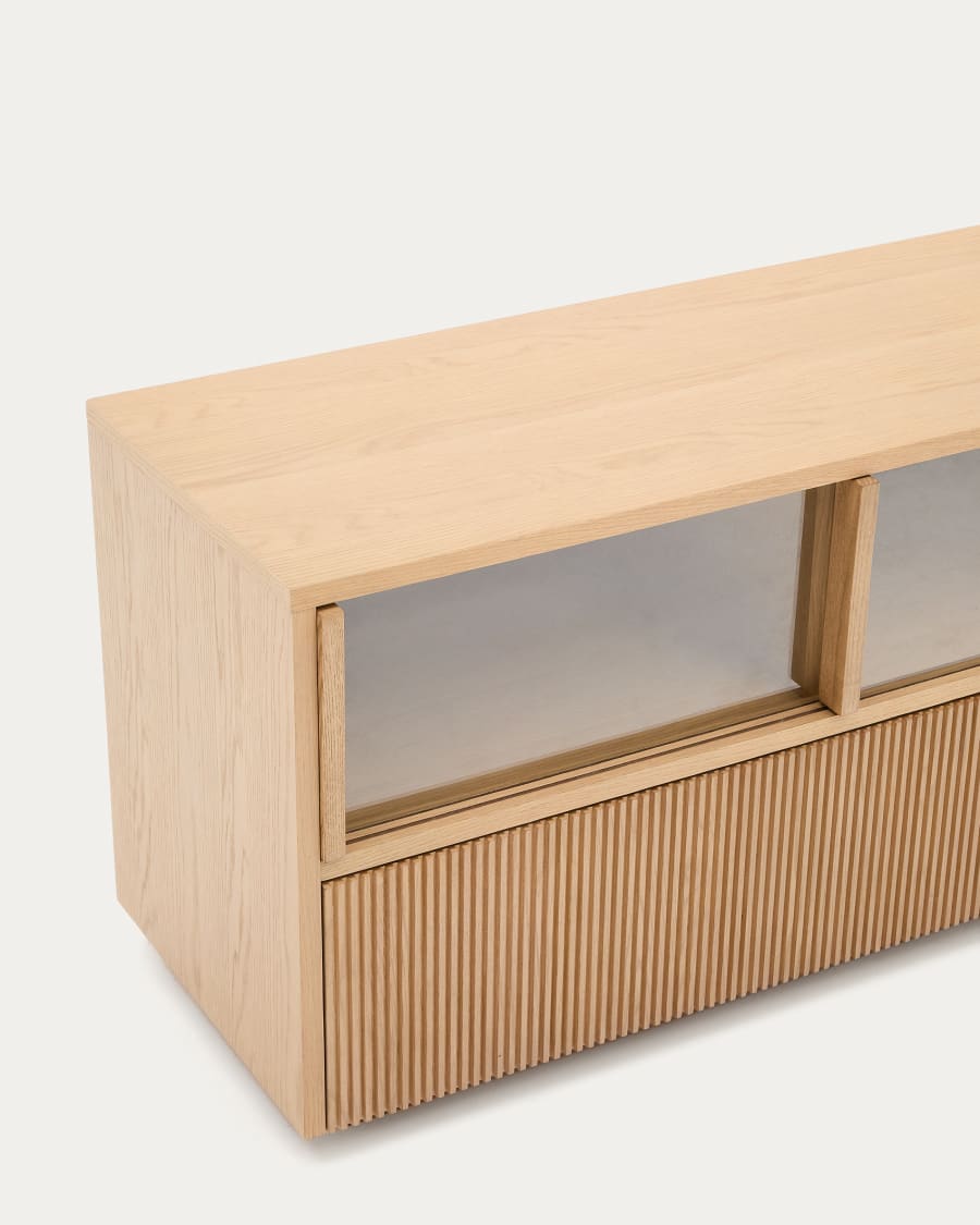 Japandi Wood & Glass TV Stand