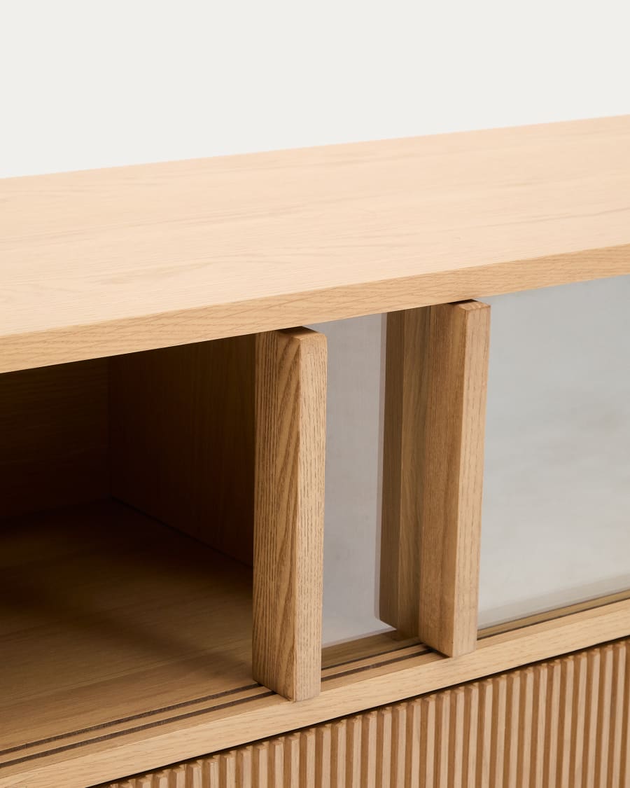 Japandi Wood & Glass TV Stand