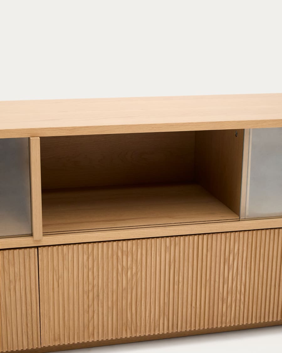 Japandi Wood & Glass TV Stand