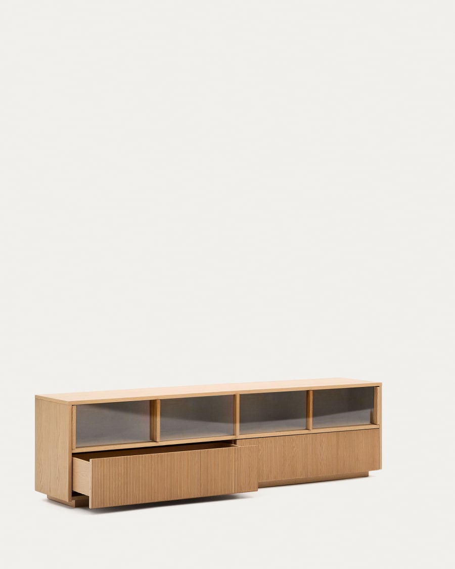 Japandi Wood & Glass TV Stand