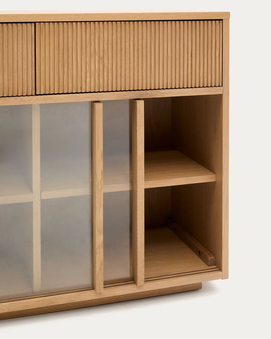 Japandi Wood & Glass Sideboard