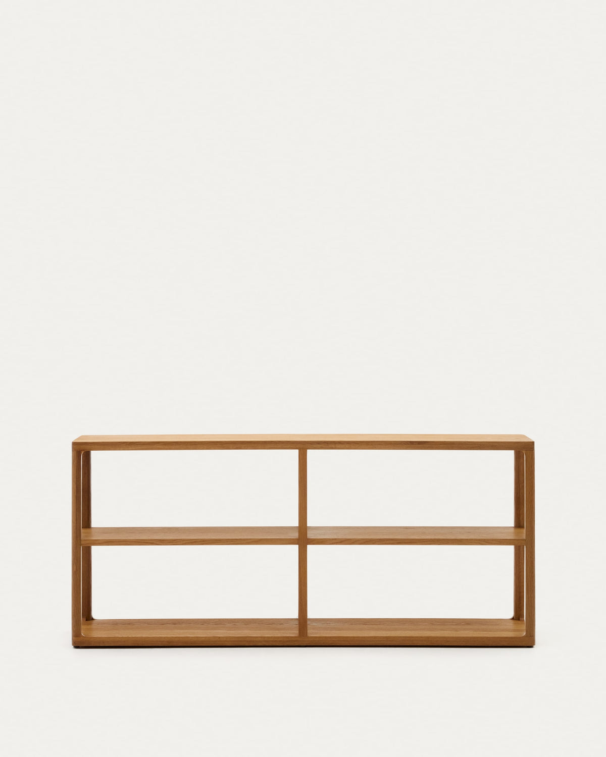 Japandi Entryway Shelf in brushed solid oak