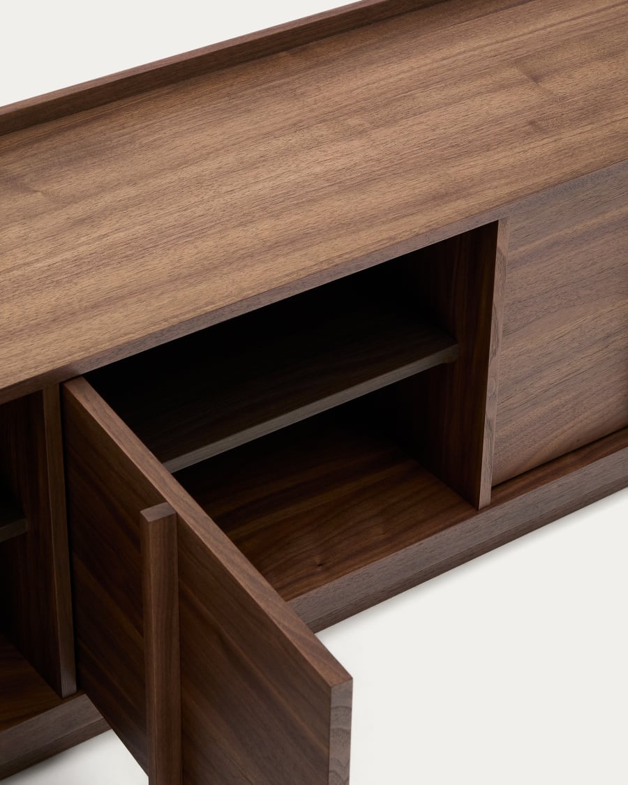 Japandi Dark Wood Wide TV Stand