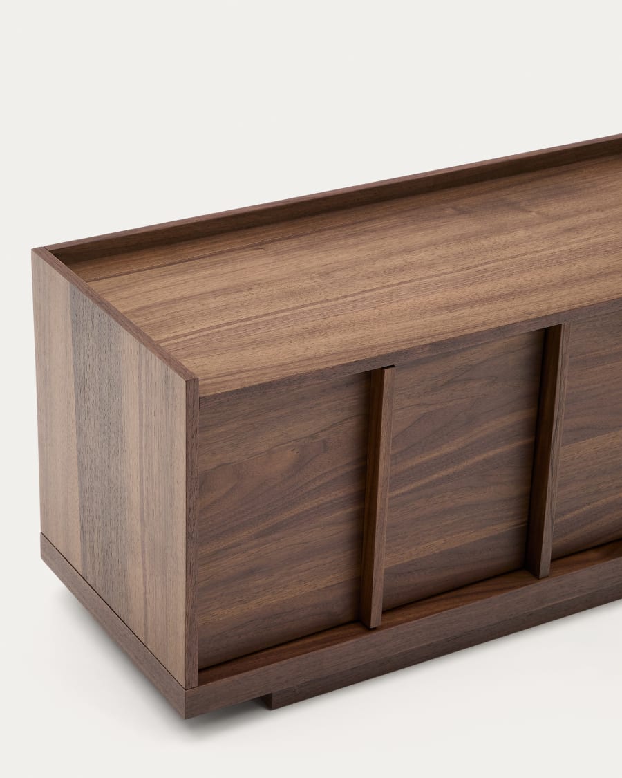 Japandi Dark Wood Wide TV Stand