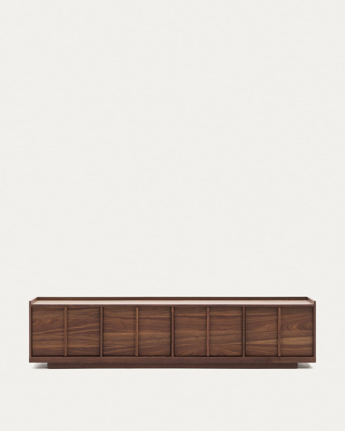 Japandi Dark Wood Wide TV Stand in dark walnut veneer