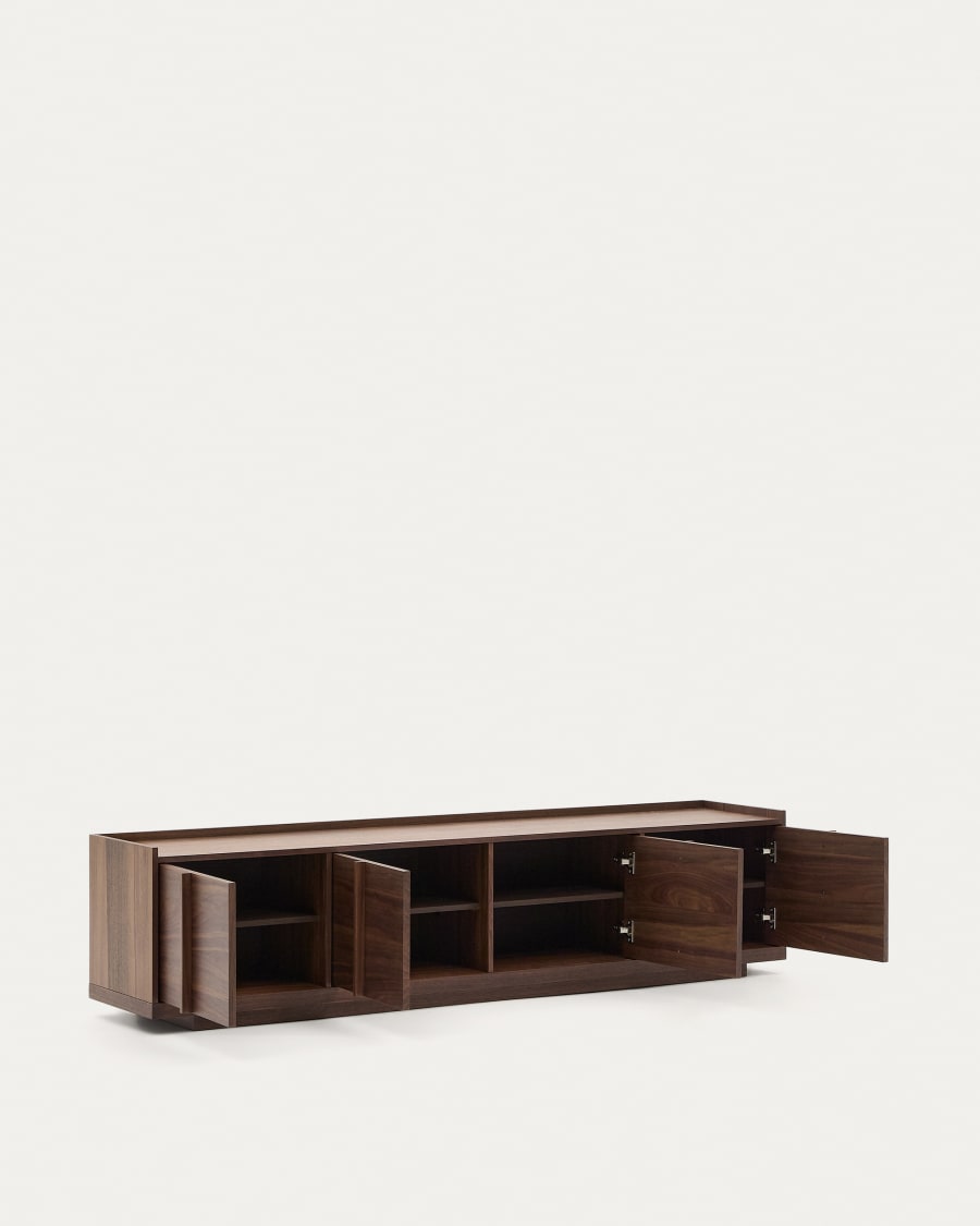 Japandi Dark Wood Wide TV Stand