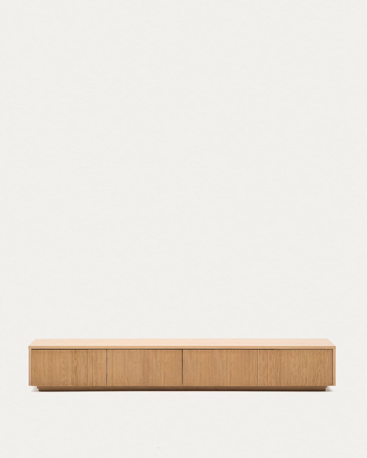 Japandi Lightwood TV Stand in oak veneer with four drawers