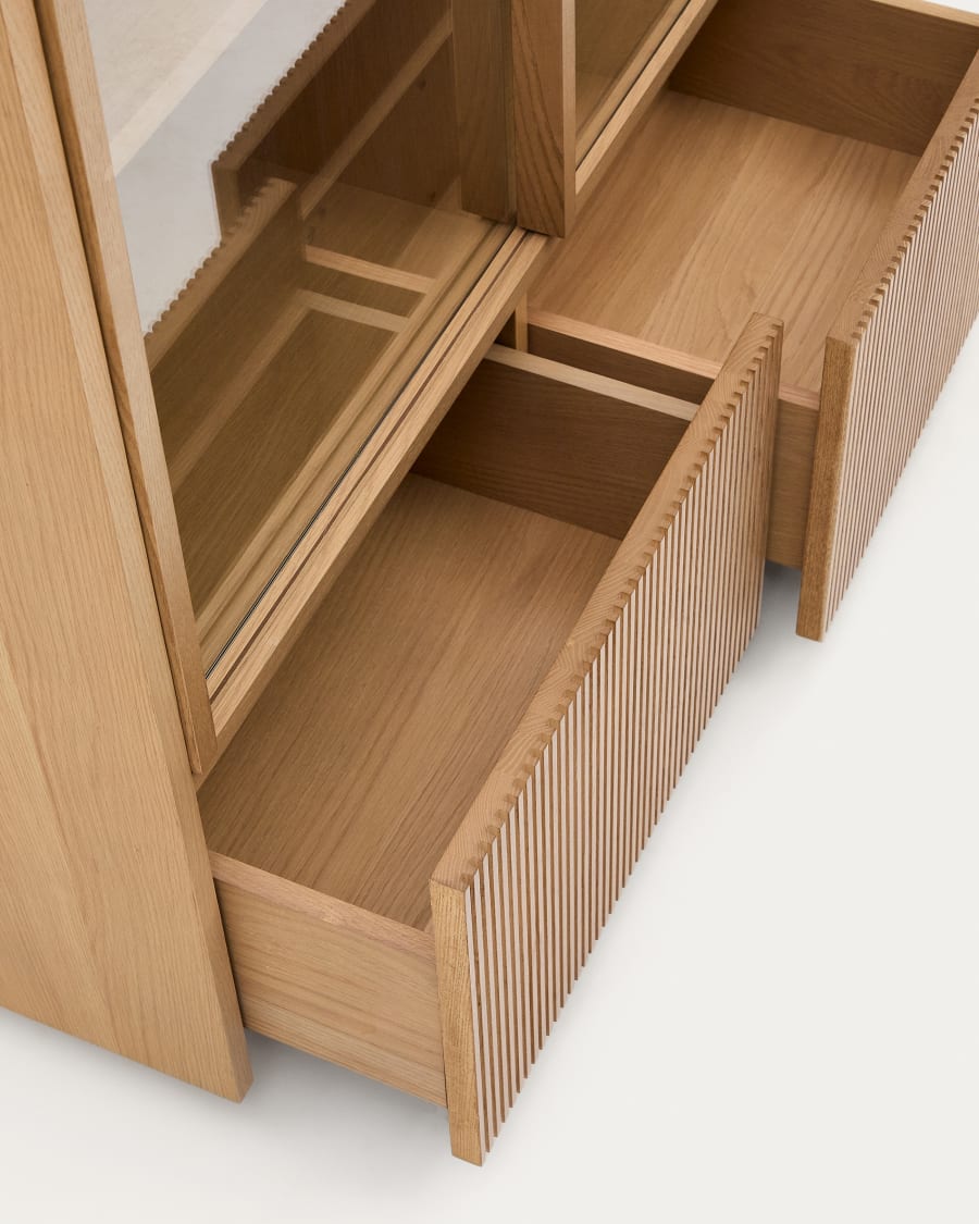 Japandi Wood & Glass Display Cabinet