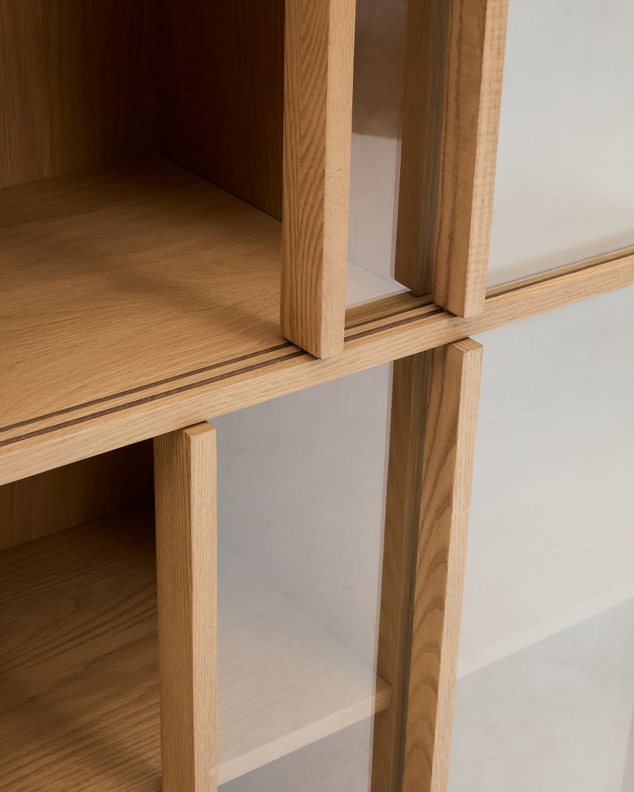 Japandi Wood & Glass Display Cabinet