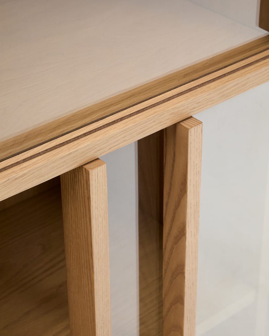 Japandi Wood & Glass Display Cabinet