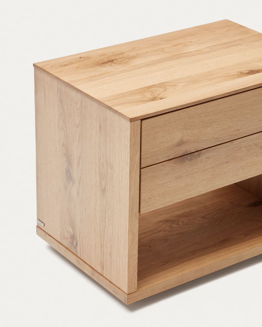 Japandi Natural Finish Wood Nightstand
