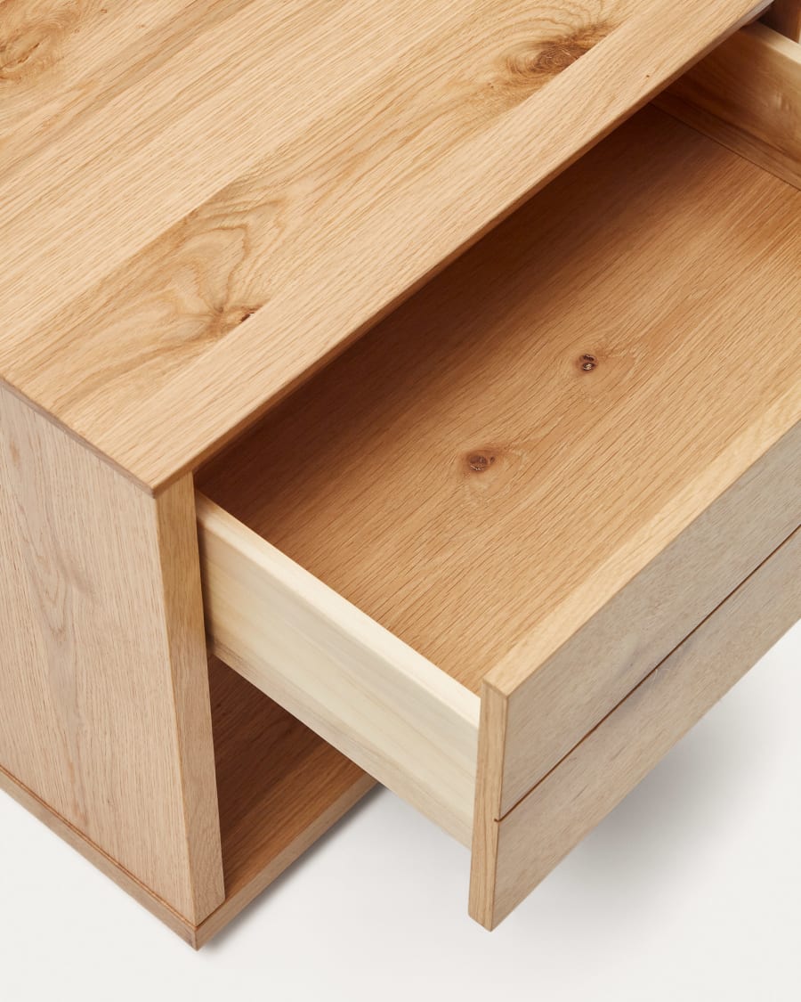 Japandi Natural Finish Wood Nightstand