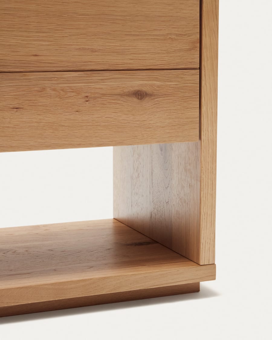 Japandi Natural Finish Wood Nightstand