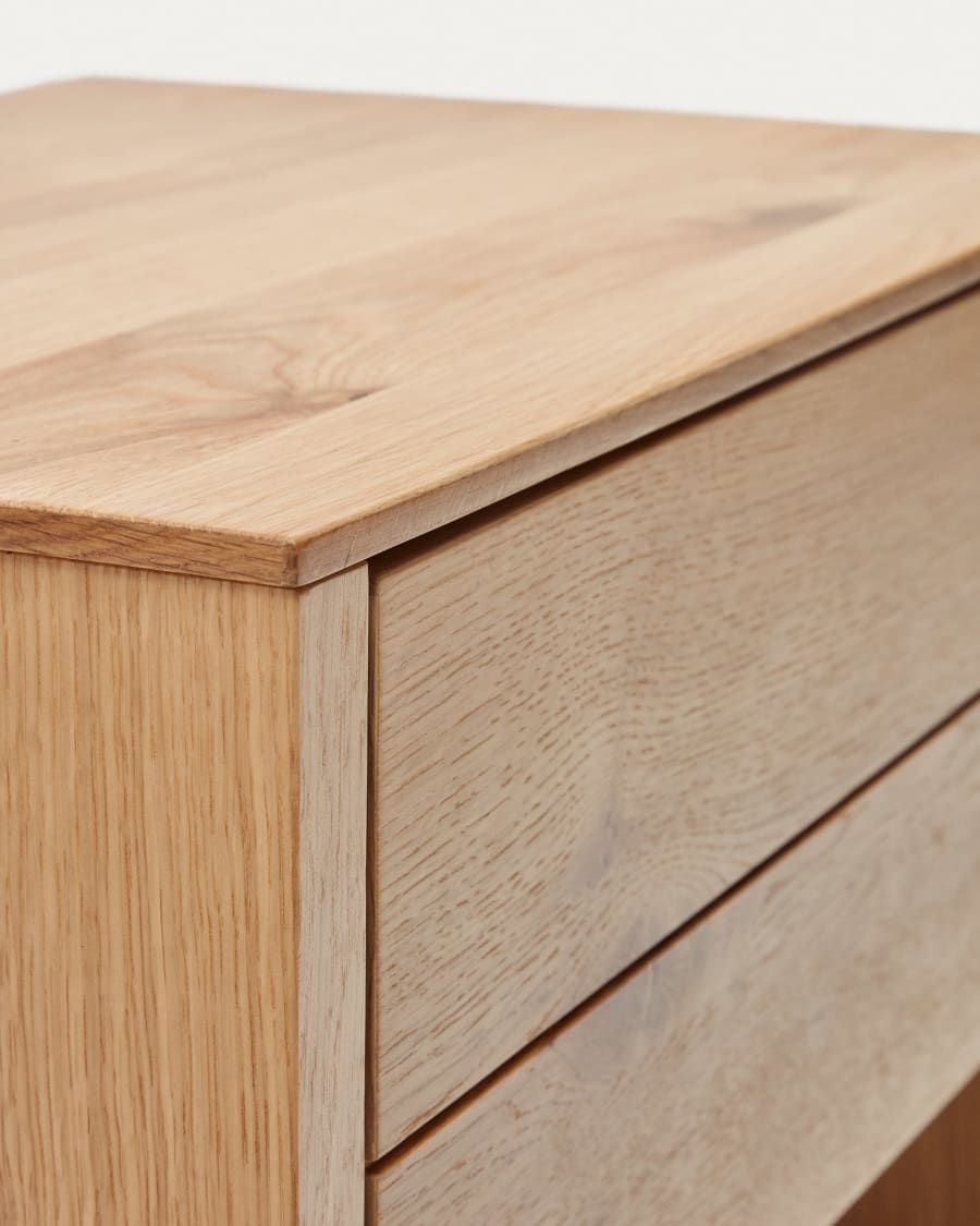 Japandi Natural Finish Wood Nightstand