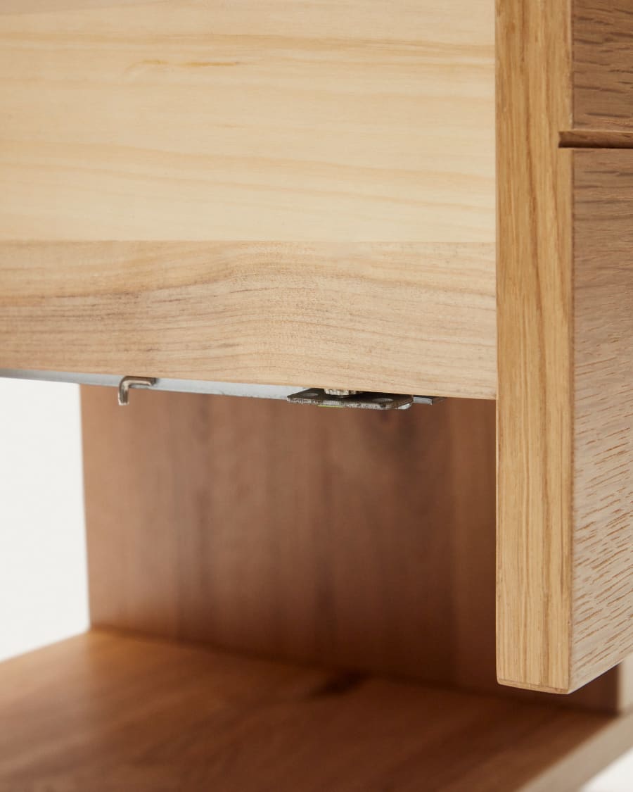 Japandi Natural Finish Wood Nightstand