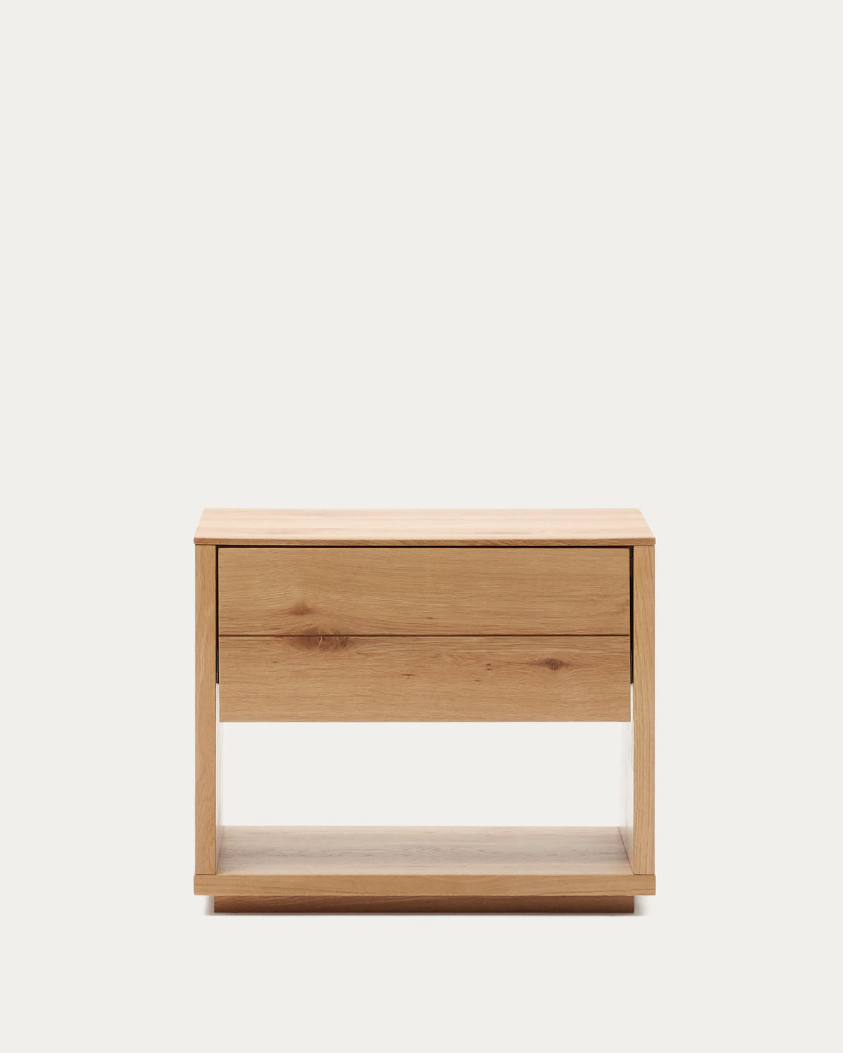 Japandi Natural Finish Wood Nightstand in oak veneer
