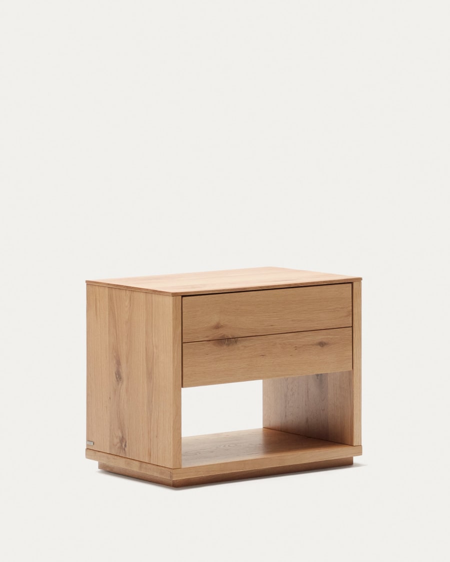 Japandi Natural Finish Wood Nightstand