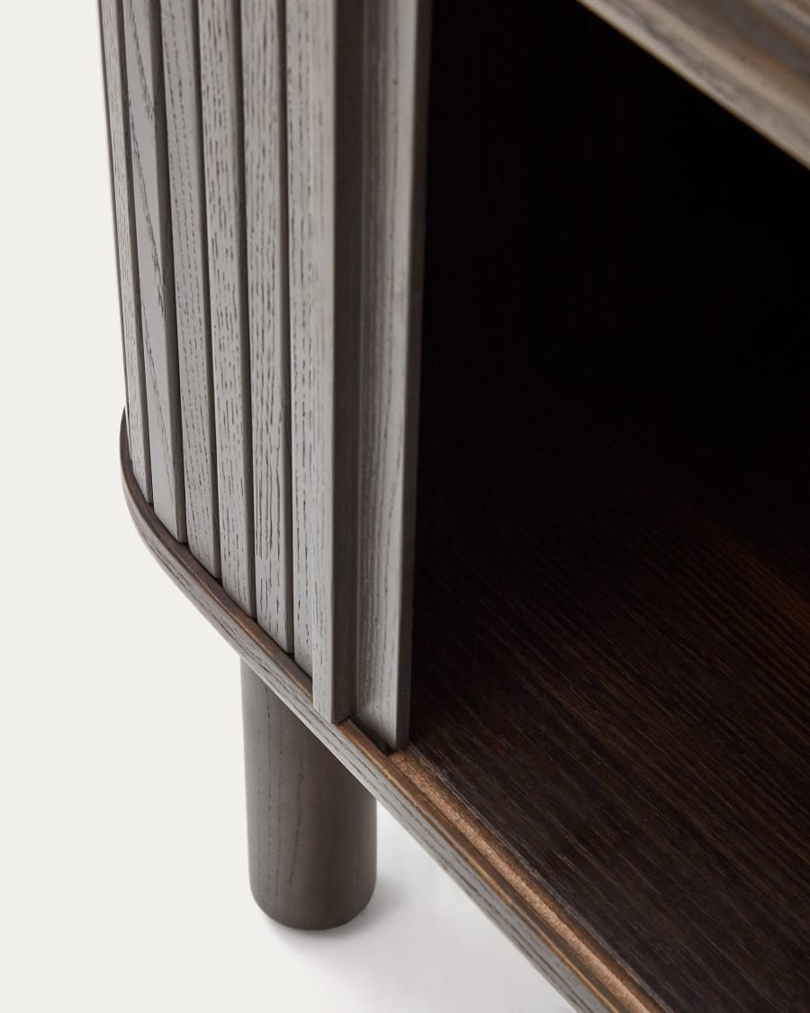 Dark Wood Japandi Bedside Table