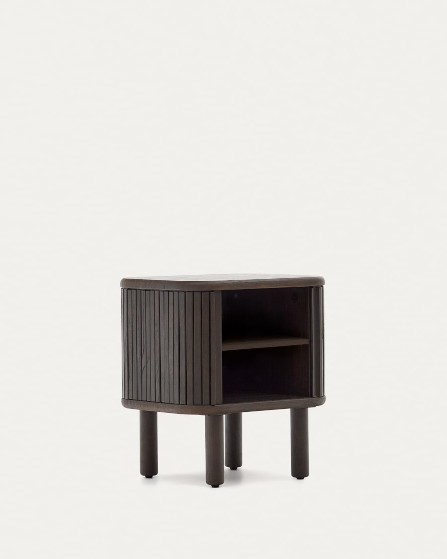 Dark Wood Japandi Bedside Table