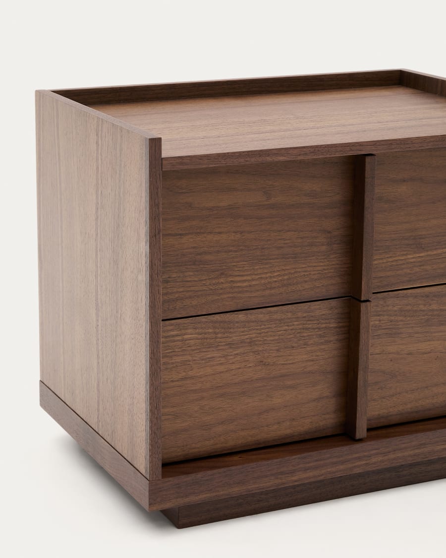 Dark Finish Wood Japandi Nightstand