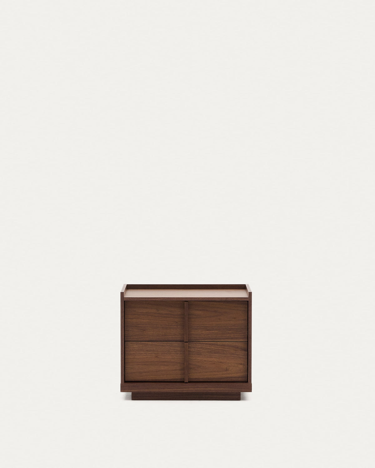 Dark Finish Wood Japandi Nightstand in walnut veneer