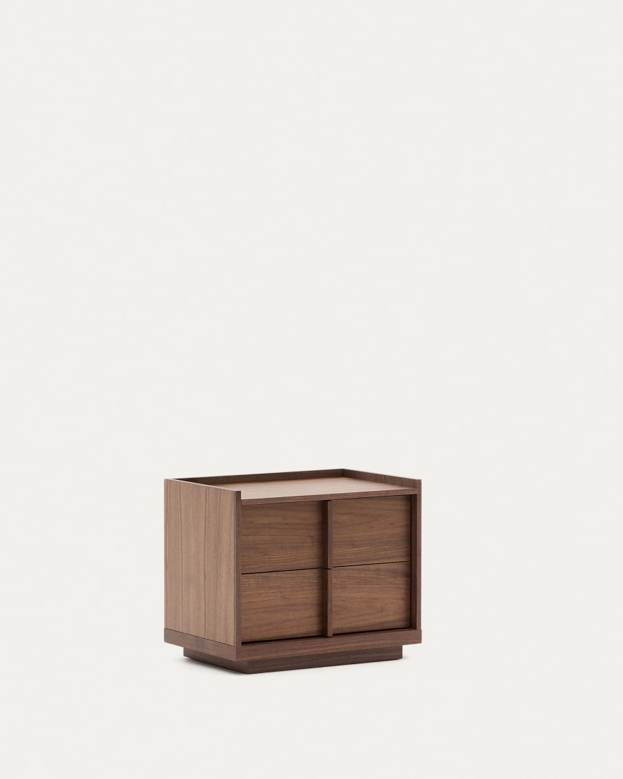 Dark Finish Wood Japandi Nightstand