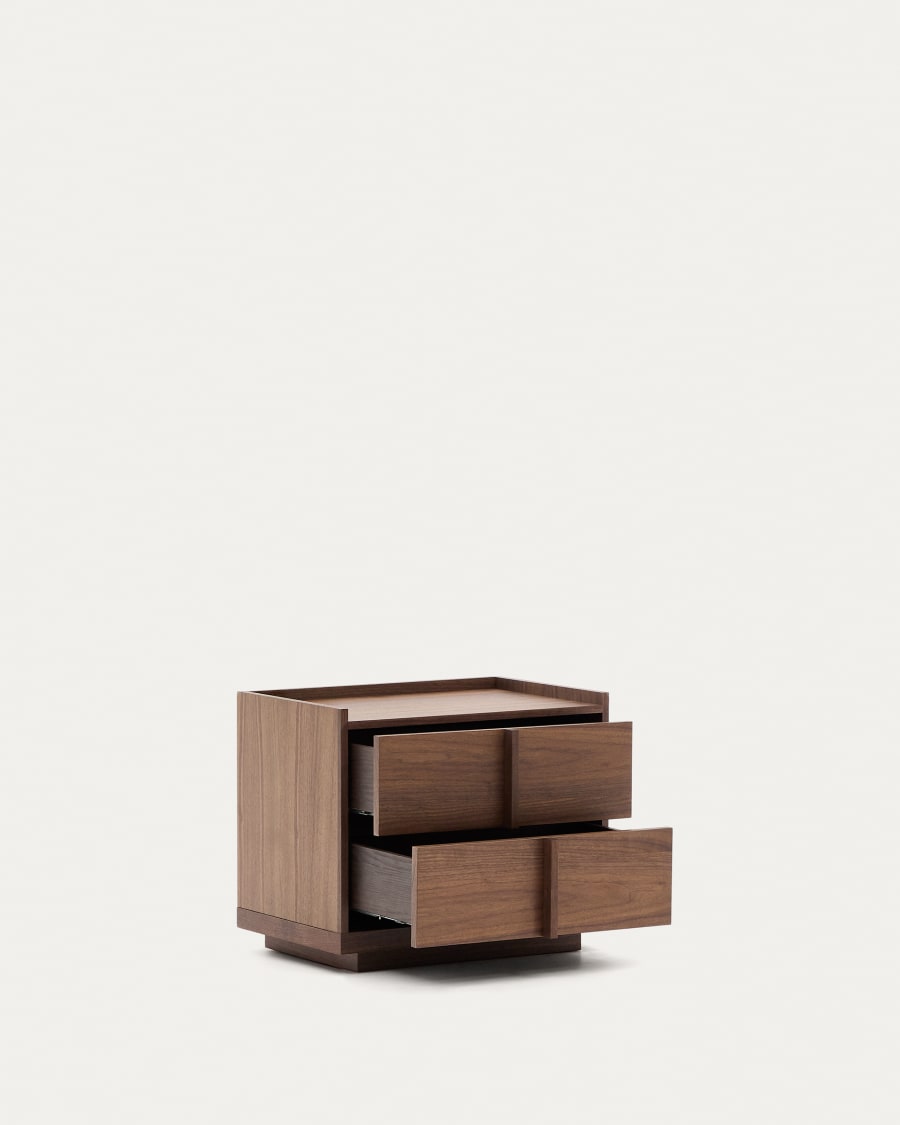 Dark Finish Wood Japandi Nightstand