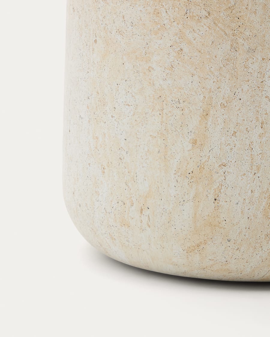 Round Travertine Japandi Side Table