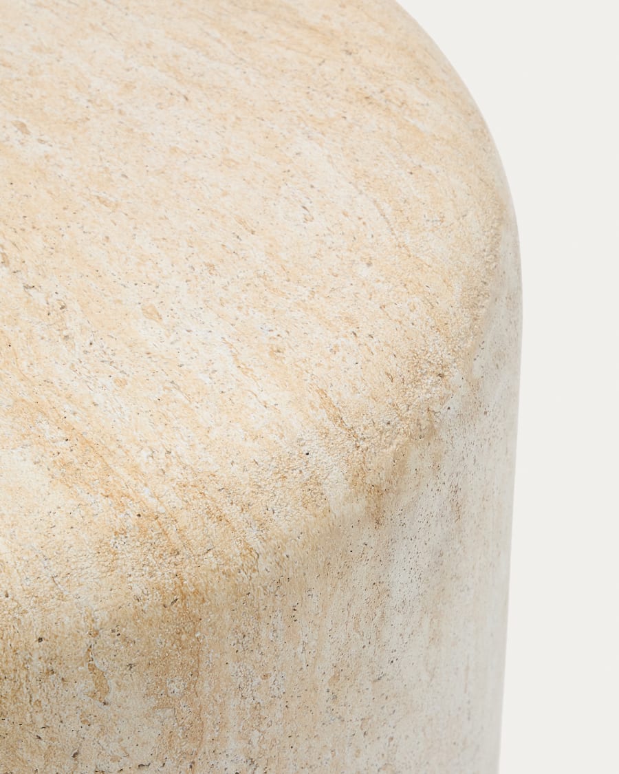 Round Travertine Japandi Side Table