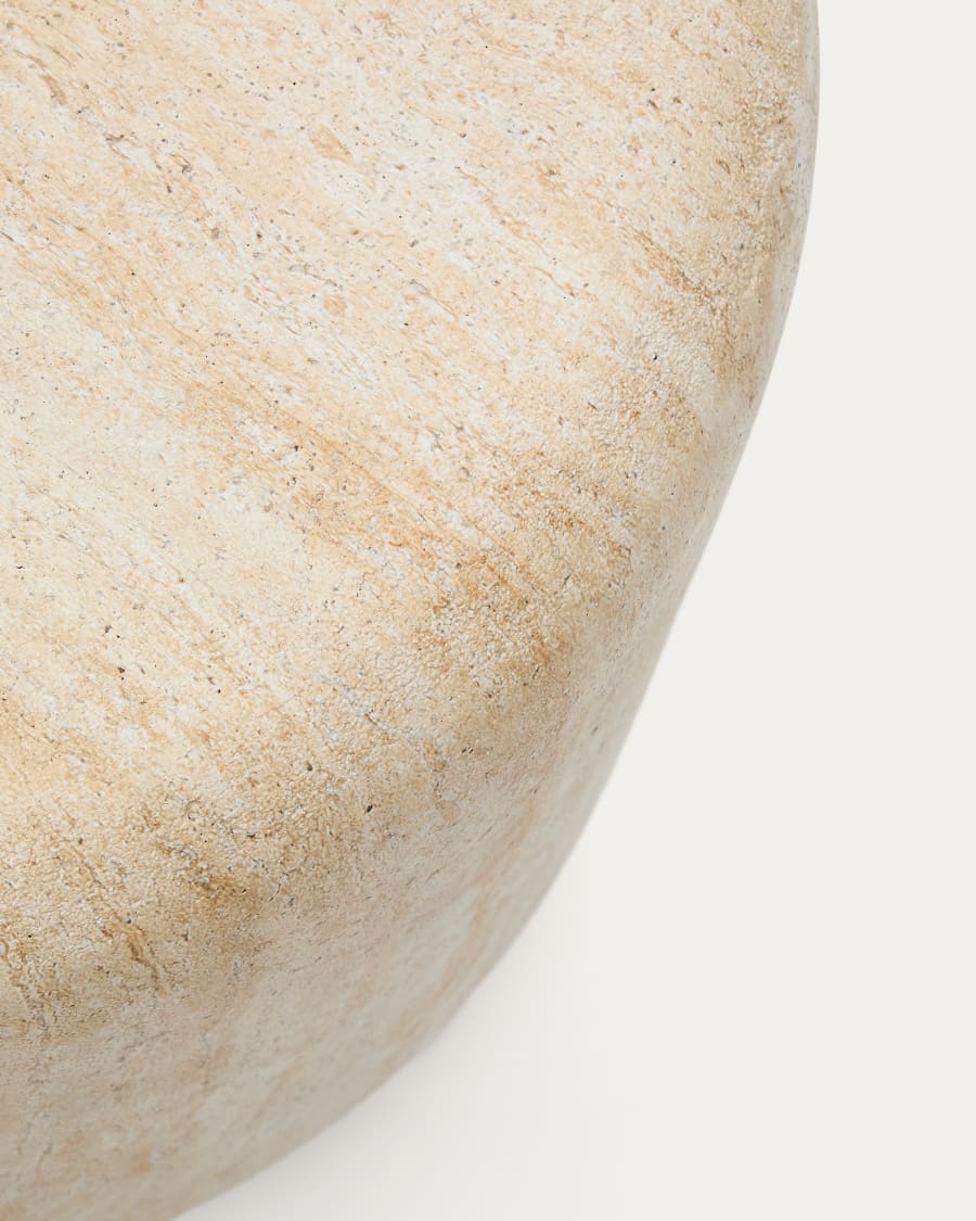 Round Travertine Japandi Side Table