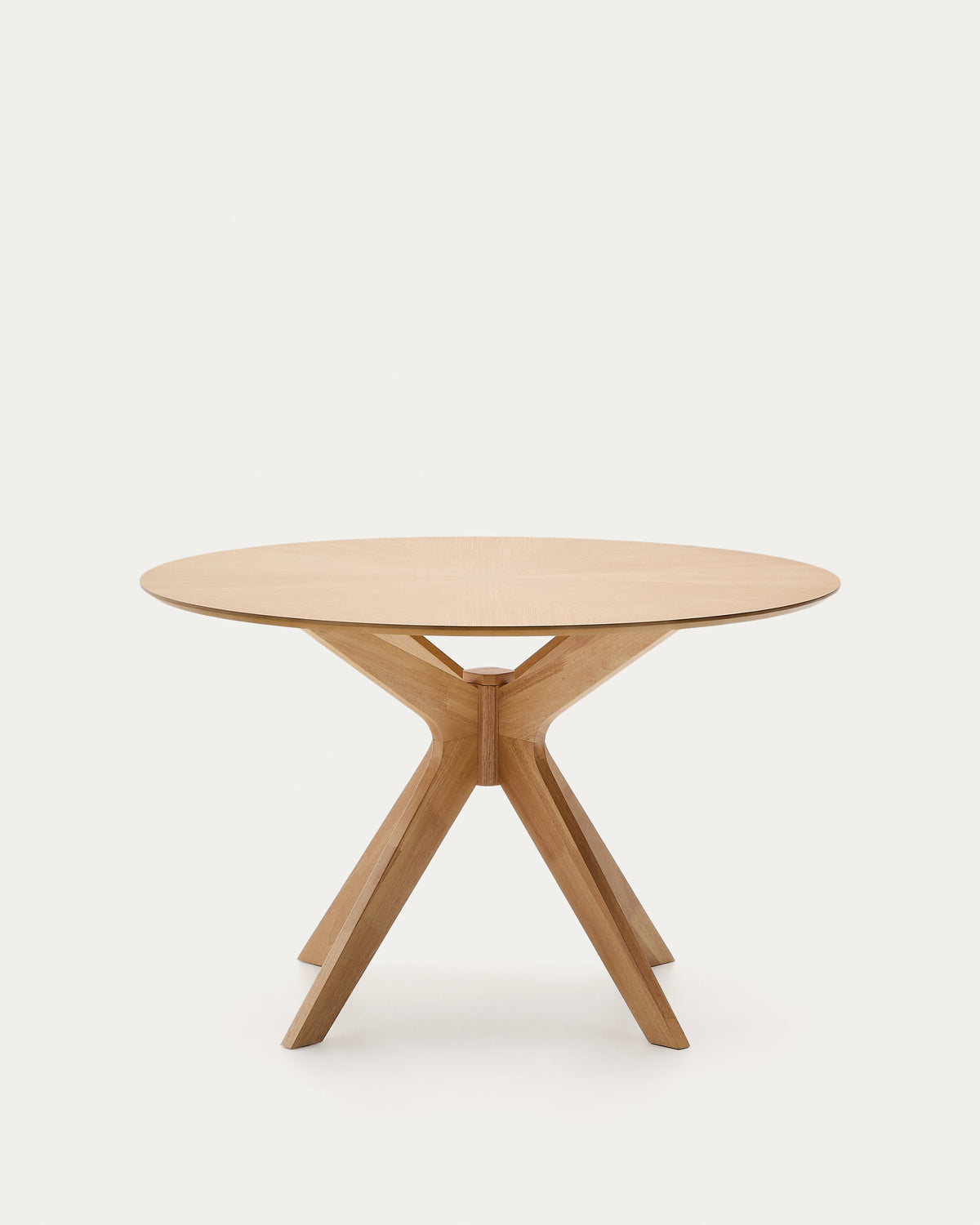 Japandi Light Wood Round Dining Table in oak veneer
