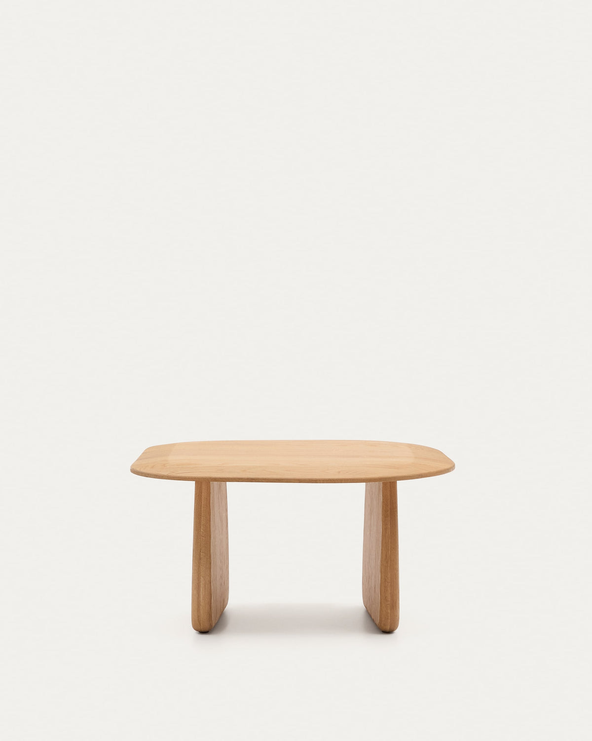 Organic Shape Japandi Side Table in natural solid oak