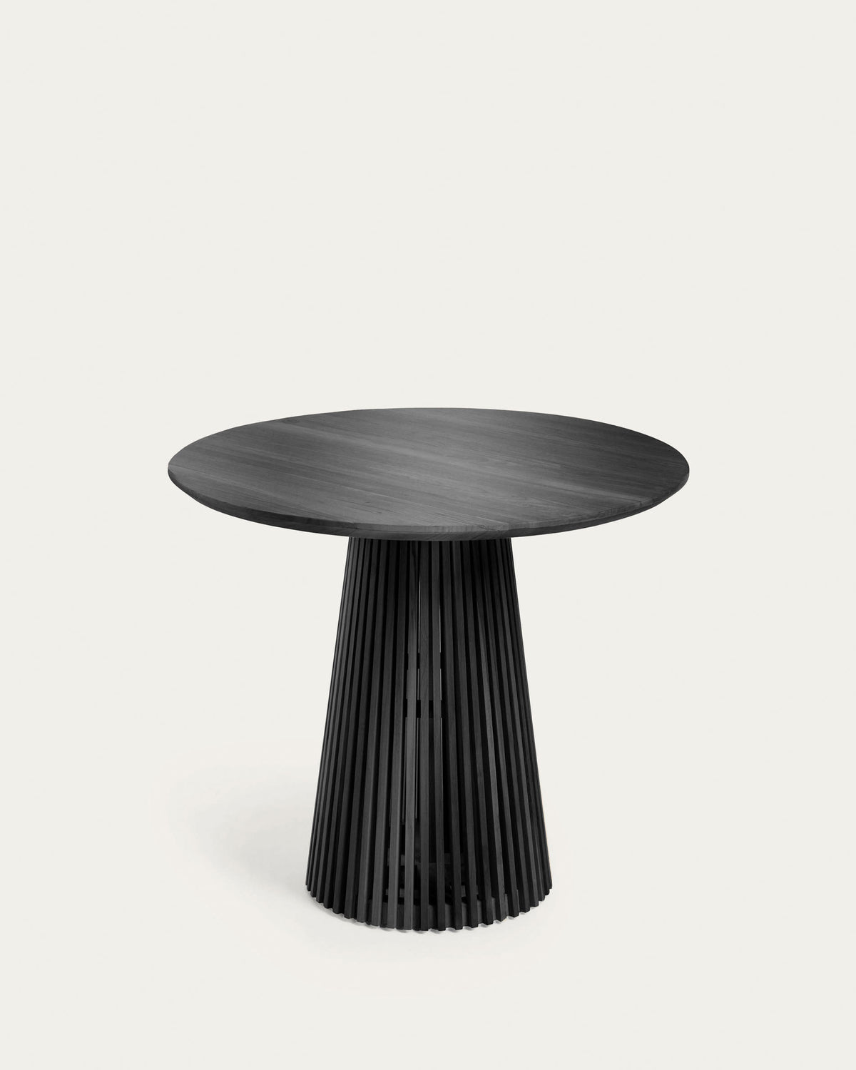 Japandi Black Wood Round Table in solid white cedar