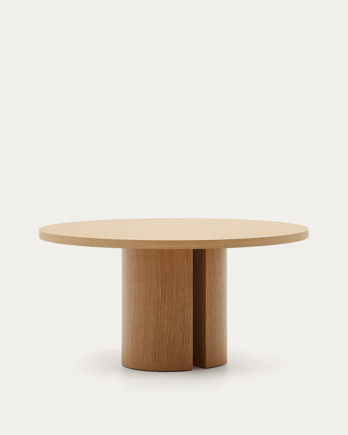 Japandi Round Light Wood Table in oak veneer