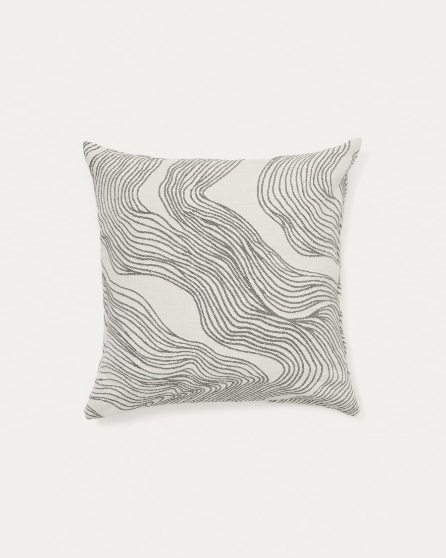 Japandi Floral Cushion Cover with green graphic detail