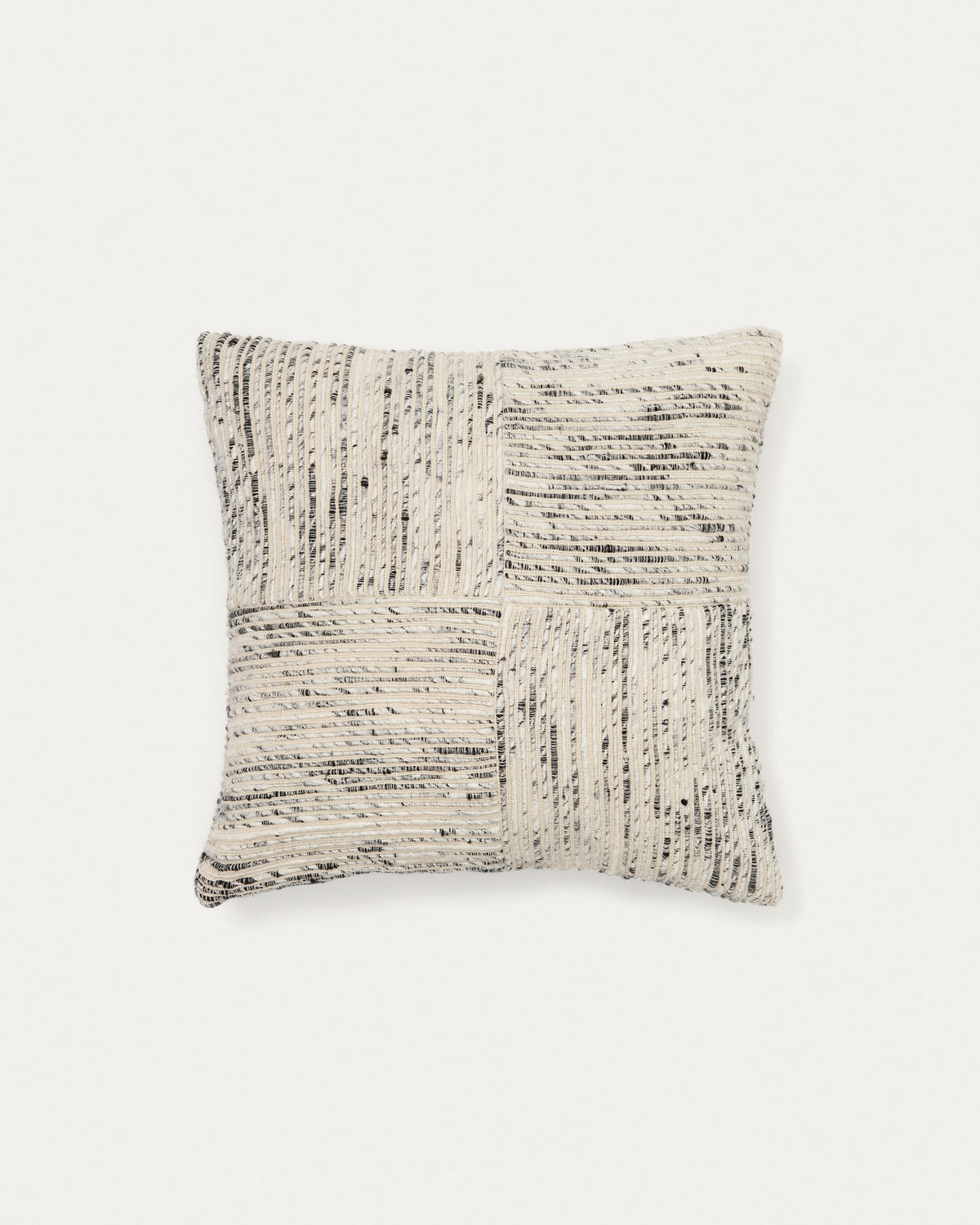 Beige & Black Japandi Cushion Cover in hand-woven checked jacquard
