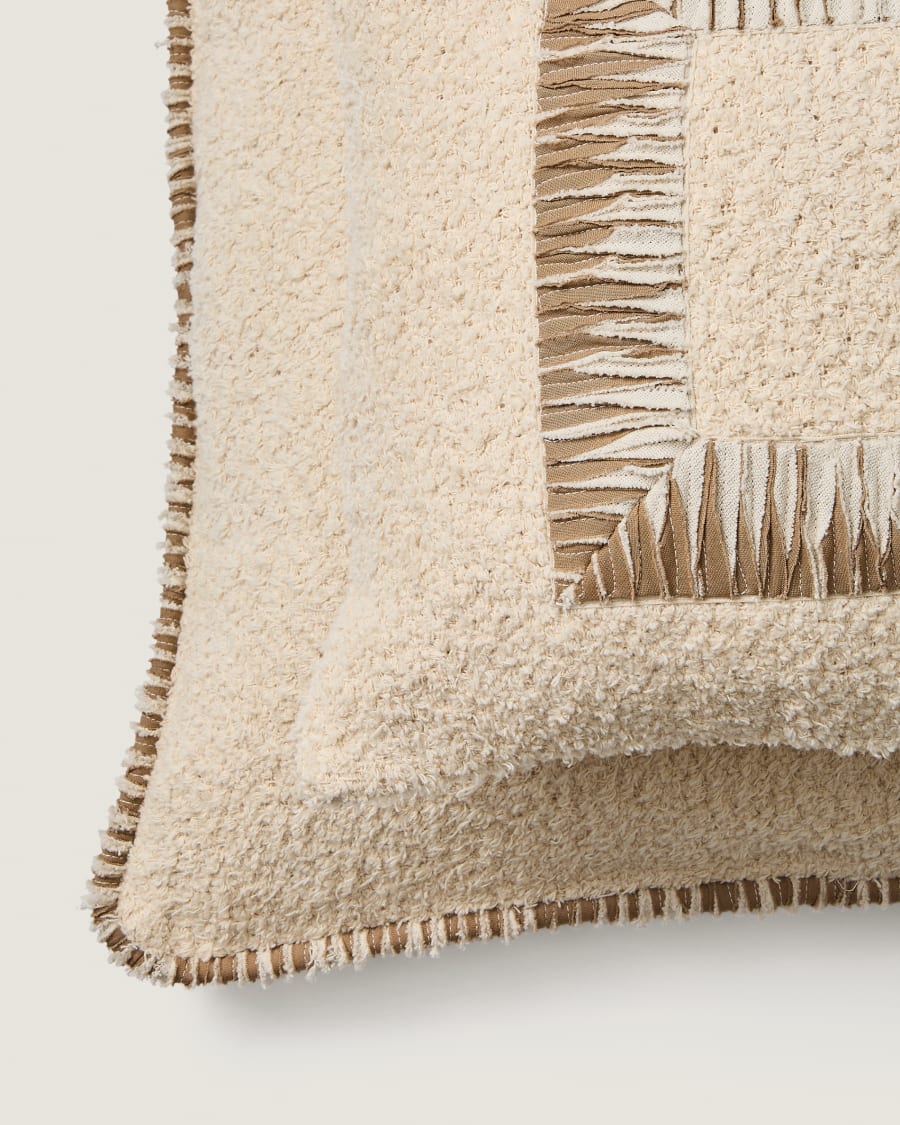 Beige Bouclé Japandi Cushion Cover