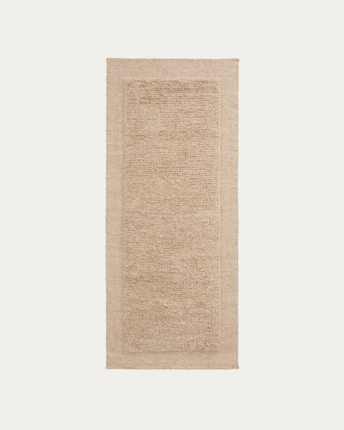 Beige Japandi Runner Rug in hand-woven wool
