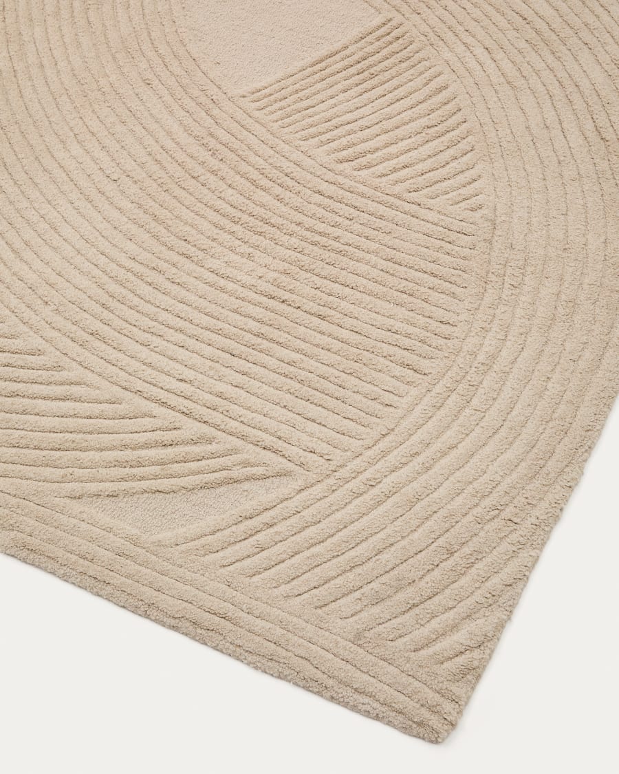 Beige Wool Japandi Rug