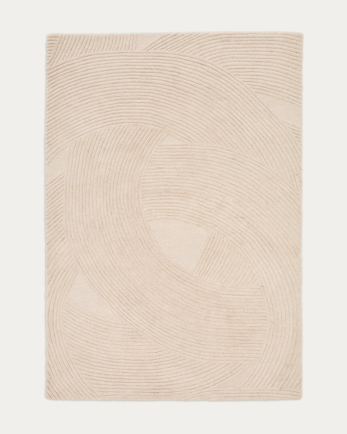Beige Wool Japandi Rug in 100% wool